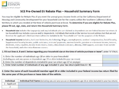 Household Income Summary Form Sample