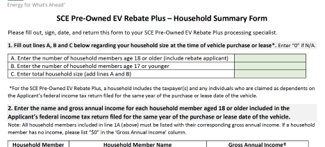 Household Income Summary Form
